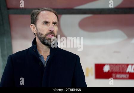 Aktenfoto vom 20.11.2023 von England-Trainer Gareth Southgate, der sich über die Fortschritte Englands während eines ungeschlagenen Jahres 2023 freut, aber weiß, dass es noch viel zu tun gibt, während das Team versucht, die Europameisterschaft zu gewinnen. Ausgabedatum: Dienstag, 21. November 2023. Stockfoto