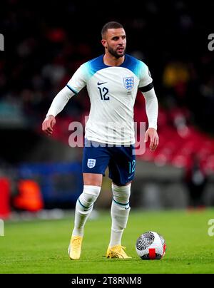 Dateifoto vom 17.11.2023 von Kyle Walker aus England, der glaubt, dass England genügend Spieler mit großer Spielerfahrung hat, um den Ruhm der Euro 2024 zu gewinnen – wenn sie ihre Mentalität perfektionieren können. Ausgabedatum: Dienstag, 21. November 2023. Stockfoto