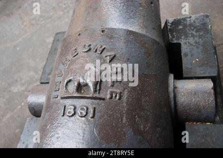 Thai Grand Palace, Bangkok, Antique Cannon Maker's Mark, Bangkok, Thailand Stockfoto