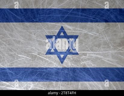 Verwitterte Grunge-Flagge Israels mit dem Stern Davids Stockfoto