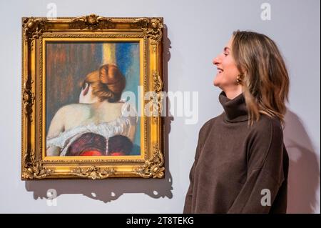 London, Großbritannien. November 2023. Federico Zandomeneghi, Studie einer Frau von hinten, 1890-97 - Impressionisten auf Papier: Degas an Toulouse-Lautrec eine neue Ausstellung an der Königlichen Akademie. Es geht darum, wie impressionistische und post-impressionistische Künstler im Frankreich des späten 19. Jahrhunderts den Status von Werken auf Papier radikal veränderten. Die Ausstellung zeigt 80 Arbeiten auf Papier. Bilder dürfen NUR verwendet werden, wenn sie auf diese Ausstellung verweisen. Guy Bell/Alamy Live News Stockfoto