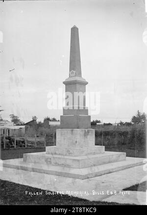 Denkmal für gefallene Soldaten im Ersten Weltkrieg von 1914-1918 in Bulls - Foto von Edwards & Blake, Denkmal für gefallene Soldaten im Ersten Weltkrieg in Bulls. Foto von Edwards & Blake Stockfoto