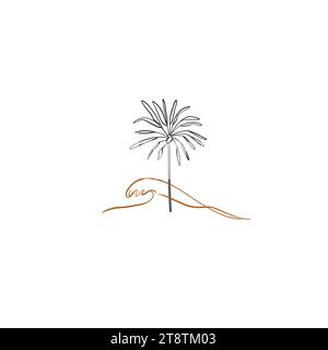 Handgezeichneter Vektor abstrakt Einfache minimalistische Strichkunst Grafik Zeichnen tropische Meereslebewesen Symbolsammlung isoliert. Sommerpalmenstrand modern Stock Vektor