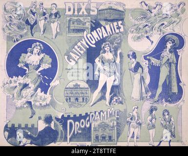 Dix's Gaiety Company: Wochenprogramm bis Freitag, 20. Dezember, Theatre Royal Wellington, Neuseeland. 1901. Grüner und blauer Deckblatt, Farbe grün und blau. Design von P. McIntyre. Zeigt Arrangement von Bildern weiblicher Darstellerinnen in Kostümen, mit Einsätzen von Theatre Royal, Wellington, Neuseeland; Opera House, Christchurch, Neuseeland, Alhambra Theatre, Dunedin und City Hall Auckland, Neuseeland Stockfoto