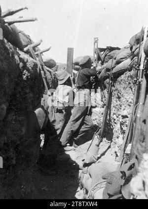 Soldaten in einem Graben mit einem Periskop Gewehr, Gallipoli, Türkei, 1915 Stockfoto