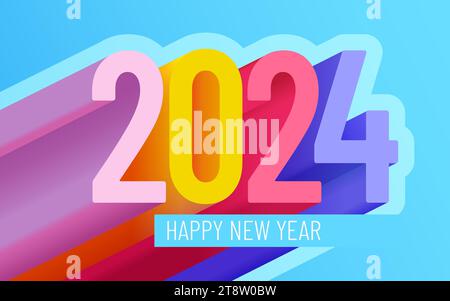 Happy New 2024 Year. Festliches Poster- oder Bannerdesign. Vektorabbildung Stock Vektor