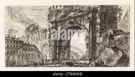 Giovanni Battista Piranesi, 4.10.1720, 9.11.1778, Rom, Augustusbogen in Rimini, 13,2 x 26,9 cm, Ätzung Stockfoto