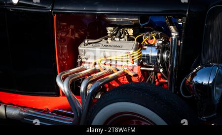 Nahaufnahme des amerikanischen Hot-Rod-Motors Stockfoto