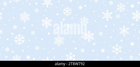 Schneeflockenmuster. Nahtlose Weihnachtsschneeflocken blauweißer Hintergrund. Vektor-Schneeflockenmuster. Stock Vektor