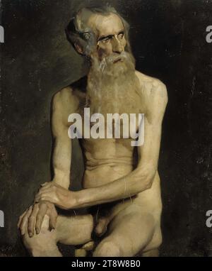 Albert Edelfelt, 21.7,1854, Manor Kiiala, Gemeinde Porvoo, 18.8,1905, Haikko, Gemeinde Porvoo, Alter sitzend, Academy Study, 1874 - 1875, 56 x 47 cm, Öl, Öl auf Leinwand Stockfoto