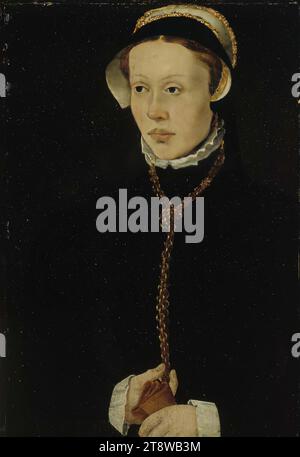 Jacob van Utrecht, 1480, Utrecht, 1530, Lübeck, Porträt einer jungen Frau, 1534 - 1550, 28 x 19 cm, Öl, Holz Stockfoto