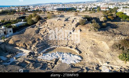 Antiken hellenistischen Amphitheater in Paphos, Zypern. Stockfoto