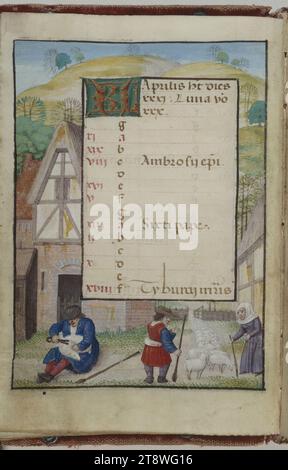 Hore beate Virginis Marie, Meister der Szenen des David des Grimani Breviary, Illuminator, um 1500, 16. Jahrhundert, Manuskript, Drucksachen, Bindung, Handschrift, Samt, Vellum, Beleuchtung, Niederlande, Höhe: 11,1 cm, Breite: 8,5 cm, Tiefe: 4 cm, Abmessungen – Kasten:, Höhe: 12,5 cm, Breite: 11,5 cm, Tiefe: 5,3 cm Stockfoto