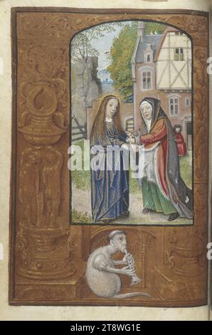 Hore beate Virginis Marie, Meister der Szenen des David des Grimani Breviary, Illuminator, um 1500, 16. Jahrhundert, Manuskript, Drucksachen, Bindung, Handschrift, Samt, Vellum, Beleuchtung, Niederlande, Höhe: 11,1 cm, Breite: 8,5 cm, Tiefe: 4 cm, Abmessungen – Kasten:, Höhe: 12,5 cm, Breite: 11,5 cm, Tiefe: 5,3 cm Stockfoto