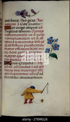 Hore beate Virginis Marie, Meister der Szenen des David des Grimani Breviary, Illuminator, um 1500, 16. Jahrhundert, Manuskript, Drucksachen, Bindung, Handschrift, Samt, Vellum, Beleuchtung, Niederlande, Höhe: 11,1 cm, Breite: 8,5 cm, Tiefe: 4 cm, Abmessungen – Kasten:, Höhe: 12,5 cm, Breite: 11,5 cm, Tiefe: 5,3 cm Stockfoto