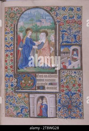 Hore Beate Virginis Marie, Master of Dunois, Illuminator, um 1450, Mitte des 15. Jahrhunderts, Manuskript, Drucksache, Bindung, Manuskript, Marocco, Pergament, Beleuchtung, Paris, Höhe: 24 cm, Breite: 18 cm, Tiefe: 8 cm, Abmessungen - Kasten:, Höhe: 25,5 cm, Breite: 19 cm, Tiefe: 8,5 cm Stockfoto