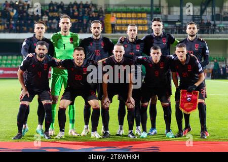 Bild der albanischen Nationalmannschaft während der Qualifikation ZUR EURO 2024, Gruppe E, Fußballspiel Moldau und Albanien am 17. November 2023, Stadionul Zimbru Chisinau. Foto Nderim Kaceli Stockfoto