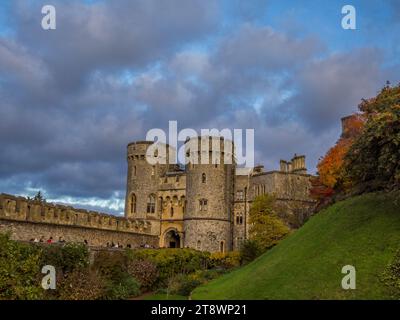 Sonnenuntergang, Das Norman Gateway, Windsor Castle, Das Norman Gate, Windsor, Berkshire, England, Großbritannien, GB. Stockfoto