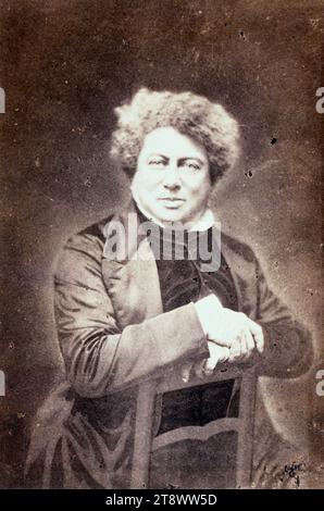 Porträt von Alexandre Dumas Père (1803-1870), (Schriftsteller), Atelier Nadar, Fotograf, vor 1870, 2. Hälfte des 19. Jahrhunderts, Fotografie, Grafik, Fotografie, Albumenkopp, Abmessungen – Arbeit: Höhe: 8,1 cm, Breite: 5,5 cm, Abmessungen: Höhe: 10,3 cm, Breite: 6,3 cm Stockfoto