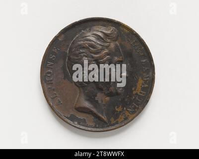 Alphonse de Lamartine (1790–1869), französischer Dichter, Dramatiker und Politiker, um 1848, Borrel, Valentin Maurice, Graveur in Medaillen, um 1848, Numismatik, Medaille Stockfoto