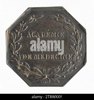 Königliche Akademie für Medizin, Charles X, Caqué, Armand-Auguste, Graveur in Medaillen, Numismatik, Token (Numismatik), Silber, Abmessungen - Werk: Durchmesser: 3,1 cm, Gewicht (Typenabmessung): 14,21 g Stockfoto