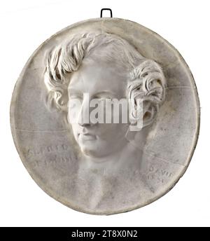 Porträt von Alfred de Musset (1810–1857), Dichter David d'Angers, Pierre-Jean, Bildhauer, 1831, 19. Jahrhundert, Skulptur, Medallion (Skulptur), Abmessungen - Werk: Durchmesser: 17,3 cm Stockfoto