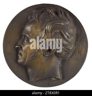 Porträt von Antoine-César Becquerel (1788-1878), Physiker, David d'Angers, Pierre-Jean, Bildhauer, 1836, 19. Jahrhundert, Skulptur, Medallion (Skulptur), Abmessungen - Werk: Durchmesser: 18,3 cm Stockfoto