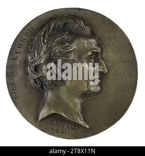 Porträt von Charles-Antoine-Guillaume Pigault de l'Epinoy, dit Pigault-Lebrun (1753-1835), Schriftsteller David d'Angers, Pierre-Jean, Bildhauer, 1831, 19. Jahrhundert, Skulptur, Medallion (Skulptur), Abmessungen – Arbeit: Durchmesser: 13,5 cm Stockfoto