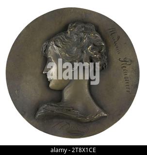 Porträt von Juliette Récamier (1777-1849), David d'Angers, Pierre-Jean, Bildhauer, 19. Jahrhundert, Skulptur, Medallion (Skulptur), Abmessungen - Werk: Durchmesser: 14 cm Stockfoto