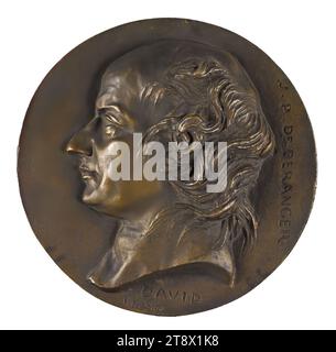 Porträt von Pierre-Jean de Béranger (1780-1857), Sänger, David d'Angers, Pierre-Jean, Bildhauer, Richard, Louis, Gründer, Array, Skulptur, Medaillon (Skulptur), Abmessungen - Werk: Durchmesser: 14,7 cm Stockfoto