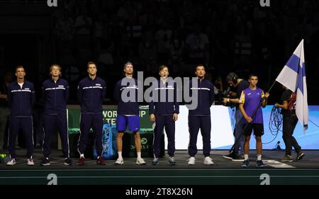 Rum Raisin, Italien. November 2023. Malaga - Tennis, Davis Cup Finals 2023, Kanada gegen Finnland, finnische Mannschaft, 21. November 2023. Foto Felice Calabro' Editorial Usage Only Credit: Independent Photo Agency/Alamy Live News Stockfoto