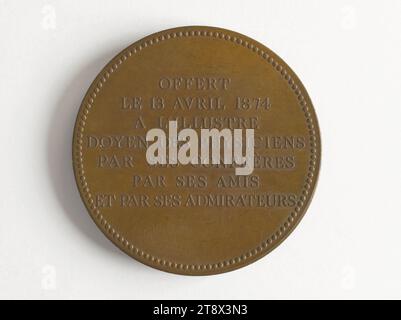 Antoine-César Becquerel (1788-1878), Physiker, 1874, Dubois, Alphée Gravierer in Medaillen, Array, Numismatik, Medaille, Abmessungen - Werk: Durchmesser: 5,1 cm, Gewicht (Typenmaß): 65,81 g Stockfoto