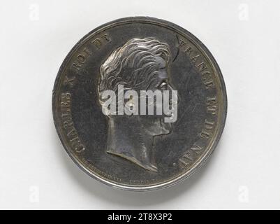 Medaille des Stellvertreters der Abgeordnetenkammer der Departements Pierre-Francois Audry de Puyraveau (1773-1852), 1828, Dubois, Etienne-Jacques, Graveur in Medaillen, 1828: Numismatik, Medaille Stockfoto