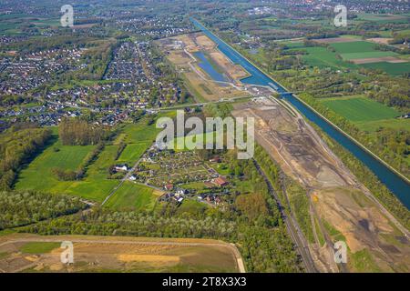 Luftaufnahme, Wasserstadt Aden, Baufläche für geplantes Stadtquartier auf dem Gelände der ehemaligen Zeche Haus Aden, Baustelle, Weddinghof Stockfoto