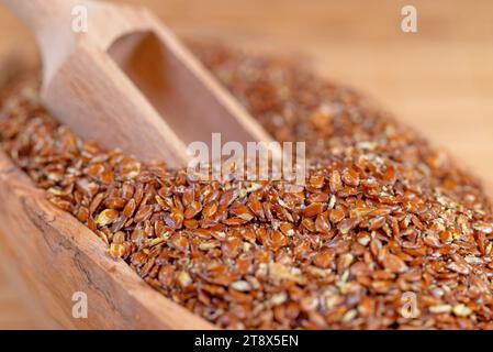 Zerkleinertes Leinsamen in Nahaufnahme Stockfoto
