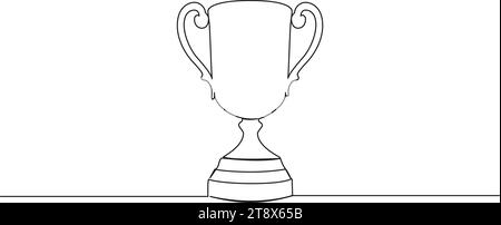 Kontinuierliche einzeilige Zeichnung der Trophäe Tasse, Linie Art Vektor Illustration Stock Vektor