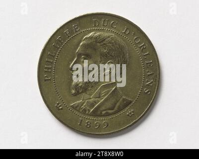 Louis Philippe Albert d'Orléans, Graf von Paris (1838–1894), Prinz Königlich von Frankreich (1842–1848), 1899, Gatteaux, Grazer in Medaillen, 1899, Numismatik, Medaille, Abmessungen - Werk: Durchmesser: 3 cm, Gewicht (Typenabmessung): 7,75 g Stockfoto