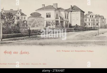 13., Lainz - Titlgasse - mit Bauernhaus und Paketbrett, Ansichtskarte, Sperlings Postkartenverlag (M.M.S.), Produzent, 1900-1905, Karton, Kollotype, Höhe x Breite 9 x 14 cm, 13. Bezirk: Hietzing, Villa, mit Menschen, Poster, Die Wiener Sammlung Stockfoto