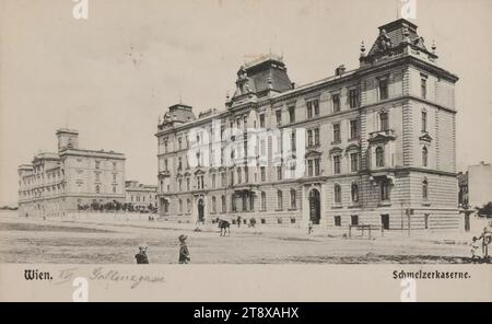 16., Gablenzgasse 62 - Radetzkykaserne, Ansichtskarte, Brüder Kohn KG (B. K.W. I.), Produzent, Datum vor 1905, Karton, Kollotype, Höhe x Breite 9 x 14 cm, Militär, 16. Bezirk: Ottakring, Kaserne, mit Menschen, Gablenzgasse, Die Wiener Sammlung Stockfoto