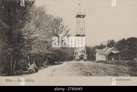 16., Gallitzinberg - Jubiläumswarte, Ansichtskarte, Brüder Kohn KG (B.K.W.I.), Produzent, Datum vor 1905, Karton, Kollotype, Höhe x Breite 9 x 14 cm, Wienerwald, Freizeit und Freizeit, 16. Bezirk: Ottakring, mit Menschen, Aussichtsturm, die Wiener Sammlung Stockfoto