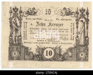 Münzbrief, 10 Kreuzer, Unbekannt, k.k. Hauptmünzamt, Münzbehörde, 01.11.1860, Papier, bedruckt, Höhe x Breite 48 x 64 mm, mintfarben, Wien, Münzgebiet, Österreich, Reich (1804-1867), Finanzen, Banknote, Geld, die Wiener Sammlung Stockfoto