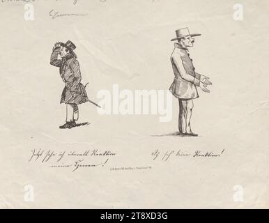 Jetzt sehe ich überall Reaktionen, meine Herren!" (Karikatur über Johann Gottfried Eisenmann, Mitglied der Frankfurter Nationalversammlung 1848), Eduard Gustav May (1818-1907), Verlag, 1848, Papier-, Stift- und Tintenlithographie, Höhe 24, 3 cm, Breite 30, 6 cm, Karikatur, Satire, Revolutionen von 1848, 1849, Politik, abgeordneter der Wiener Sammlung Stockfoto