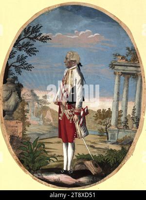 Ernst Gideon Freiherr von Laudon (Loudon) (1716-1790), Feldmarschall, Johann Hieronymus Löschenkohl (1753-1807), Verlag, 1782, Papier, koloriert, Kupferstich, Bogengröße 27, 9 x 21, 5 cm, Militär, Bildende Künste, Porträt, Oberbefehlshaber, General, Marshal, Mann, die Wiener Sammlung Stockfoto