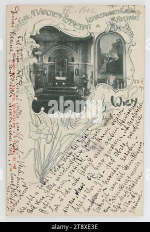 8th, Josefstädter Straße 39 - Zivilmädchenpensionat - Innenansicht, Ansichtskarte, Charles Scolik (1854-1928), Fotograf, Verlag, 1900, Pappe, Kollotype, Beschriftung, VON, AN Levico, ADRESSE, Fräulein Levico - Curhaus, Südtirol, NACHRICHT, 23.10.1906, sehr geehrtes Kind! Stockfoto