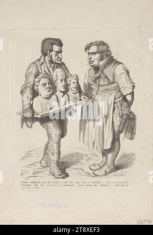 Friedrich Christoph Dahlmann, Mitglied der Frankfurter Nationalversammlung 1848, bietet dem deutschen Michel (Karikatur der Diskussion um die Wahl eines deutschen Kaisers), August Friedrich Pecht (1814–1903), Lithograph Georg Wigand (1808–1858), Herausgeber, 1848, Papier, Ätzen, Höhe 28 cm, Breite 19 cm, Karikatur, Satire, Revolutionen von 1848, 1849, Politik, parlamentsabgeordneter, Herrscher, Herrscher, die Wiener Sammlung Stockfoto