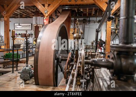 Muskegon, Michigan - das Muskegon Heritage Museum bietet mehr als 200 Exponate, die die Geschäfts- und Industriegeschichte der Region zeigen. Ein funktionierendes Korl Stockfoto