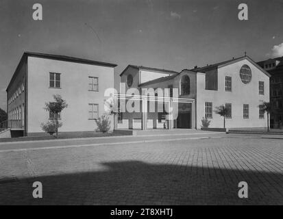 Seipel-Dollfuß-Gedächtniskirche (15., Vogelweidplatz 7), Außenansicht, Martin Gerlach jun. (1879-1944), Fotograf, Clemens Holzmeister (1886-1983), Architekt, Datum um 1934-1936, Glas, negativ, Höhe 17,8 cm, Breite 23,8 cm, Architektur, 15. Bezirk: Rudolfsheim-Fünfhaus, Kirche (außen), Seipel-Dollfuß-Gedächtniskirche, Sammlung Wien Stockfoto