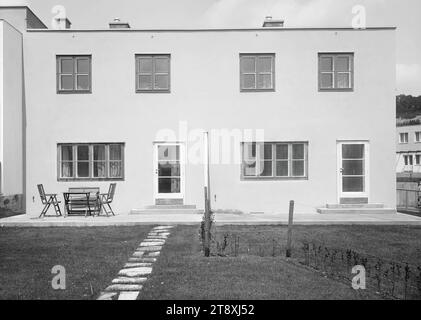 Werkbundsiedlung, Haus 57 und 58 (13., Woinovichgasse 6-8), Martin Gerlach jun. (1879-1944), Fotograf, Max Fellerer (1889-1957), Architekt, 1932, Glas, negativ, Höhe 17,8 cm, Breite 23,8 cm, Architektur, rotes Wien, Ausstellungen, 13. Bezirk: Hietzing, Flachbau, Wohnhaus, Die Wiener Sammlung Stockfoto