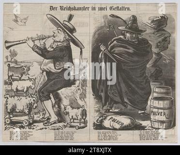 Friedrich Ferdinand Graf von Beust; der Reichskanzler in zwei Gestalten, Schäferhund, Bösewicht, Unbekannt, Datum um 1870, Papier, Höhe 27,5 cm, Breite 34,7 cm, Karikatur, Satire, Politik, Medien und Kommunikation, Nachlass von Constantin von Wurzbach, Politiker, man, Friedrich Ferdinand Graf Beust, Sammlung Wien Stockfoto