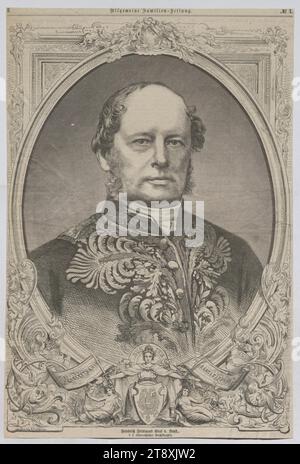 Friedrich Ferdinand Graf von Beust, kaiserlicher und königlicher österreichischer Bundeskanzler; Österreich, Cisleithania, Transleithania (aus Allgemeine Familien - Zeitung), Klitzsch & Rochlitzer, Xylograph, datiert um 1870, Papier, Holzstich, Höhe 34,7 cm, Breite 23,1 cm, Bildende Kunst, Medien und Kommunikation, Nachlass Constantin von Wurzbach, Porträt, Mann, wöchentlich, monatlich, Zeitschrift usw. Friedrich Ferdinand Graf Beust, Sammlung Wien Stockfoto